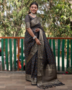 Lorenvalley Premium Bandhej Patola Silk Sarees with kanchi Borders and Contrast Zari Weaving borders Saree - Black | Grocsy