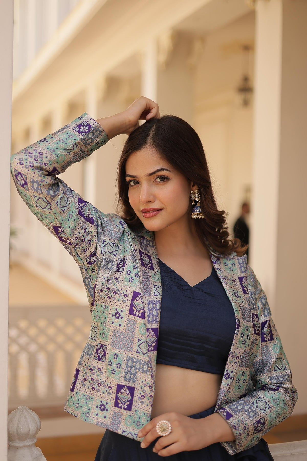 Lorenvalley Black Premium Chinnon Lehenga Choli with Jacquard Woven Design Koti | Grocsy