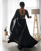 Lorenvalley Black Faux Georgette Plain Micro Cotton Full Inner with Canvas Patta Double Lining Lehenga Choli | Grocsy