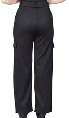 PAVONINE Black Color Cotrise Fabric With 4 pockets Cargo/Trousers For Girls & Women | Grocsy