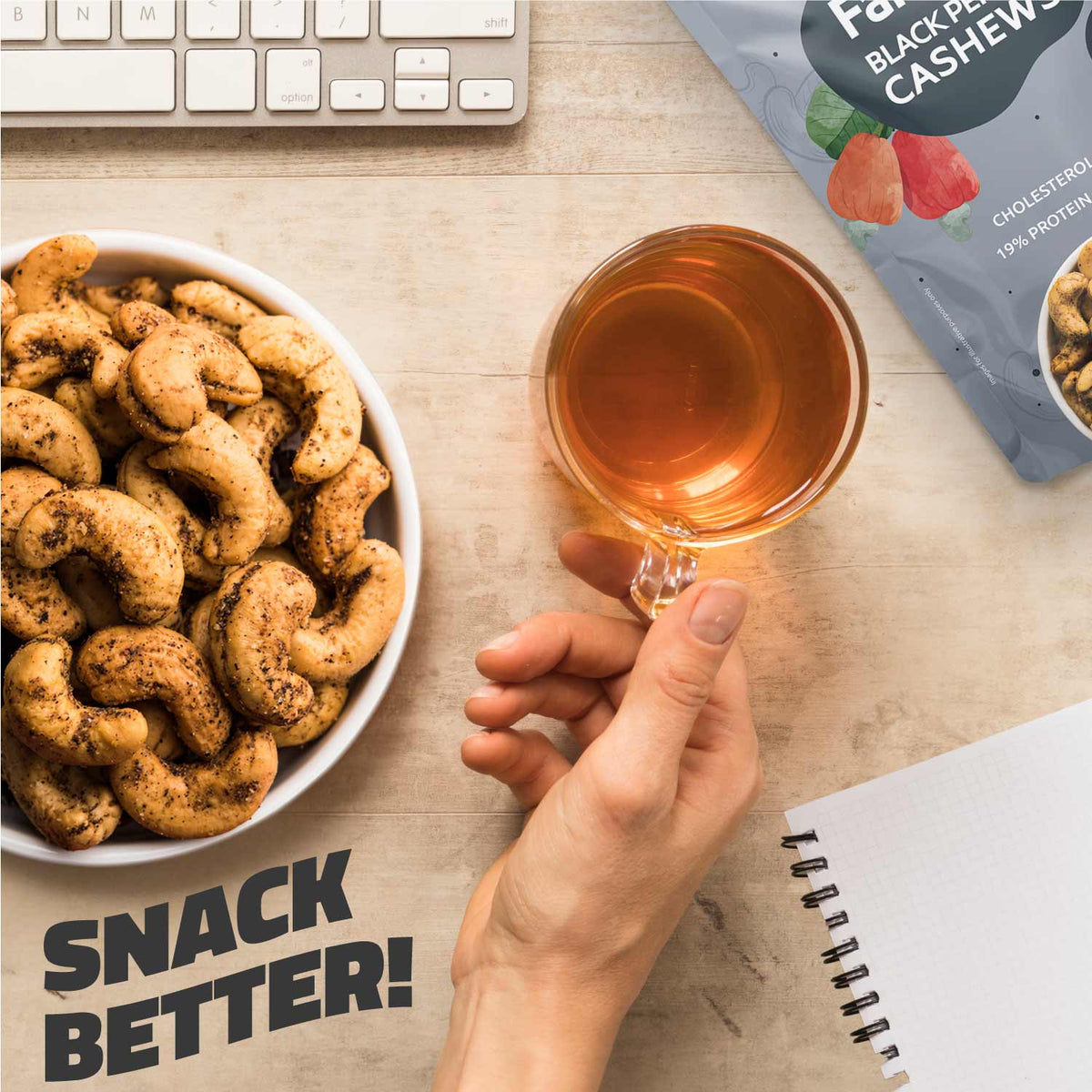 Farmley Black Pepper Cashews - Roasted | Grocsy