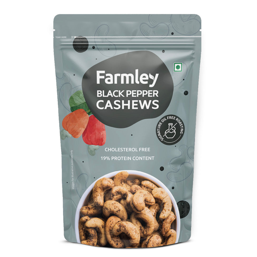 Farmley Black Pepper Cashews - Roasted | Grocsy