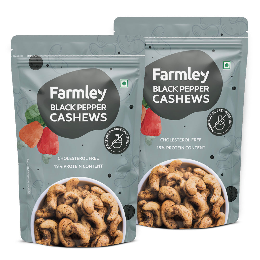 Farmley Black Pepper Cashews - Roasted | Grocsy
