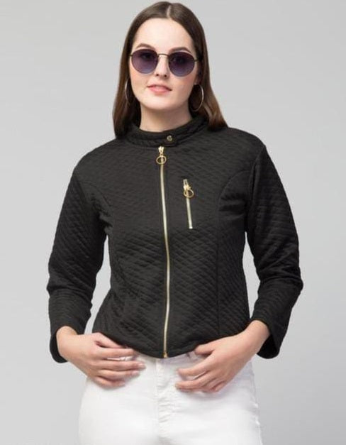 PAVONINE Black Color Burfi-Design Zipper Jacket For Girls | Grocsy