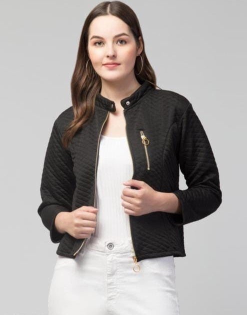 PAVONINE Black Color Burfi-Design Zipper Jacket For Girls | Grocsy