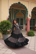 Lorenvalley Black Printed Rayon Navratri Collection Lehenga Choli with Dupatta | Grocsy