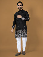 Anaita Black Embroidery Silk Straight Kurta | Grocsy