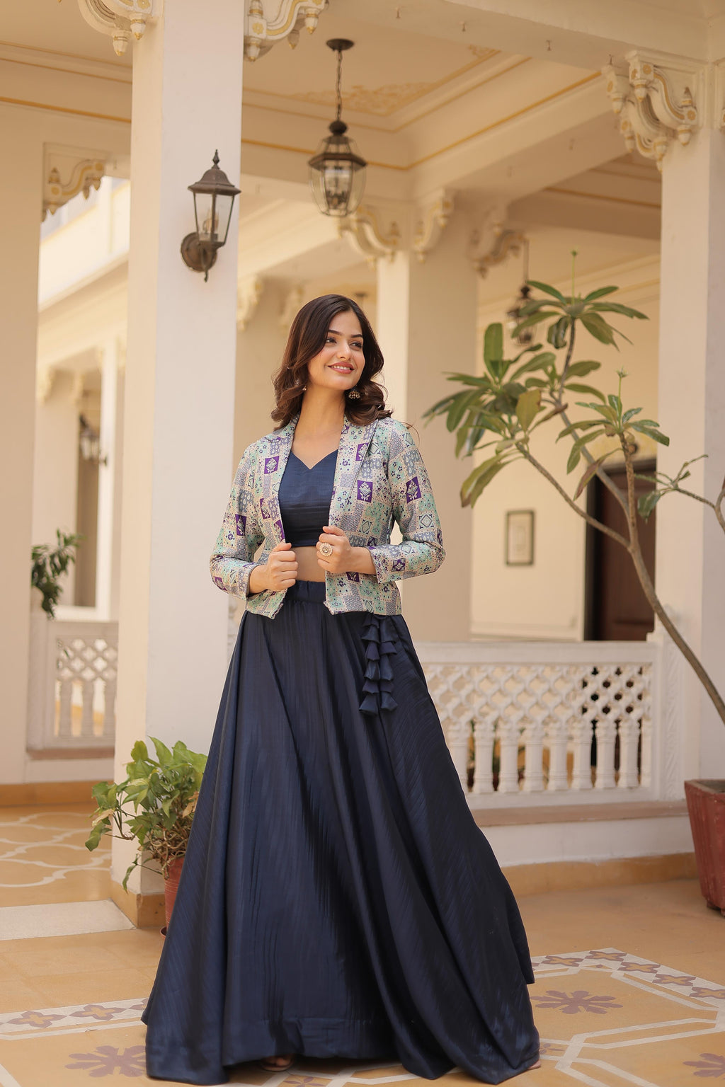 Lorenvalley Black Premium Chinnon Lehenga Choli with Jacquard Woven Design Koti | Grocsy