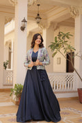 Lorenvalley Black Premium Chinnon Lehenga Choli with Jacquard Woven Design Koti | Grocsy