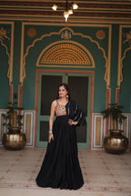 Lorenvalley Black Rayon Fabric with Designer Lace Gown | Grocsy