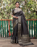 Lorenvalley Premium Bandhej Patola Silk Sarees with kanchi Borders and Contrast Zari Weaving borders Saree - Black | Grocsy
