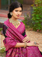 Anaita Black Soft Silk Saree With Floral Printed Work With Blouse | Grocsy