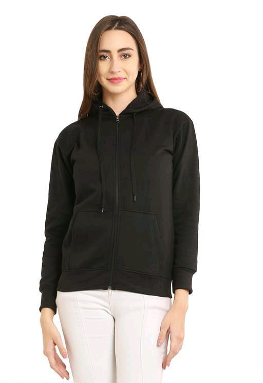 PAVONINE Black Color Casual Winter Wear Hoodie Sweatshirt For Girls | Grocsy