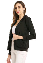 PAVONINE Black Color Casual Winter Wear Hoodie Sweatshirt For Girls | Grocsy
