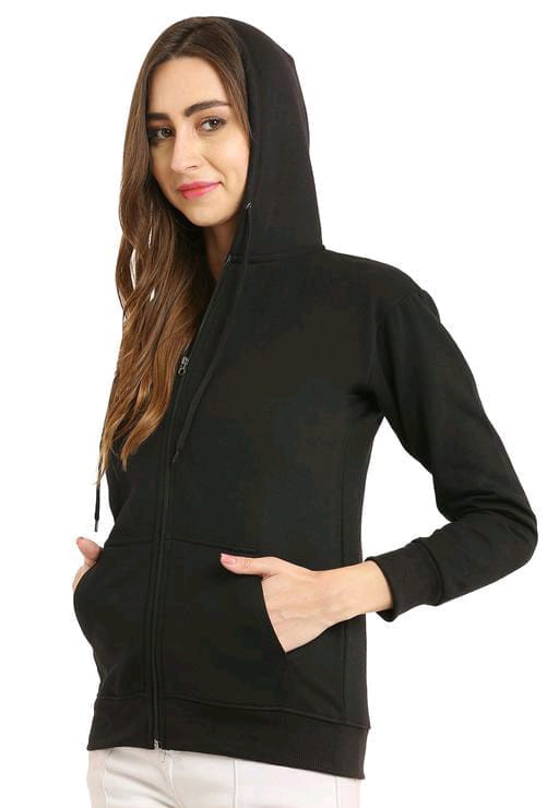 PAVONINE Black Color Casual Winter Wear Hoodie Sweatshirt For Girls | Grocsy