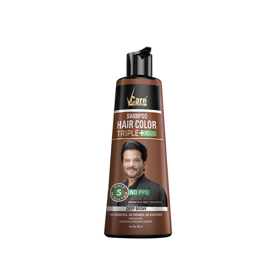 VCare Shampoo Hair Colour Triple Plus - Deep Brown | Grocsy