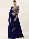 Tulsi Art Ravishing Blue Sequins Georgette Party Wear Lehenga Choli With Dupatta | Grocsy