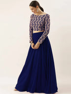 Tulsi Art Ravishing Blue Sequins Georgette Party Wear Lehenga Choli With Dupatta | Grocsy