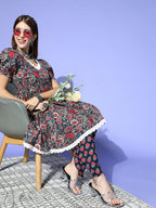 Yufta Blue Ethnic Kurta with Dhoti | Grocsy