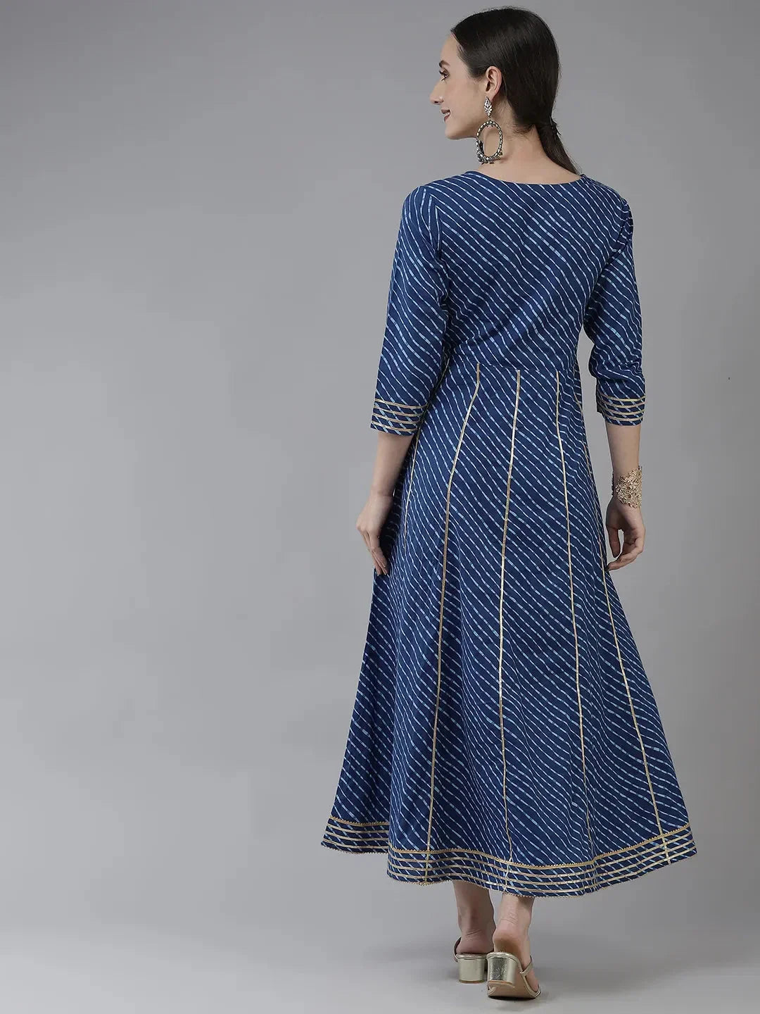 Yufta Blue Ethnic Motifs Maxi Dress | Grocsy