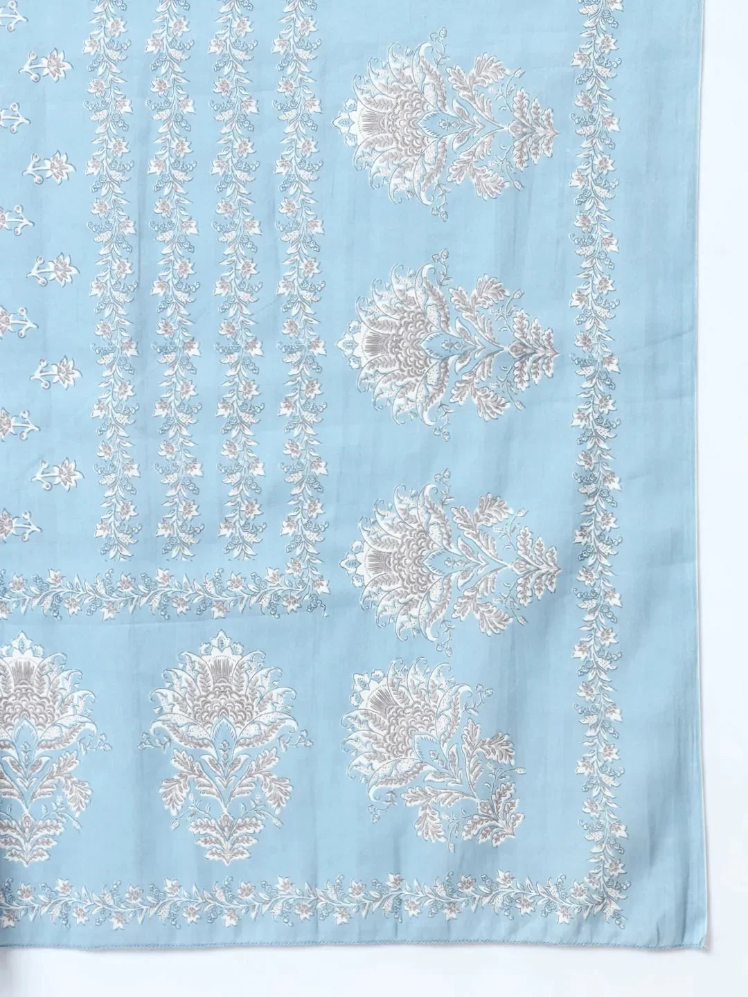 Yufta Blue Ethnic Motifs,Thread_Work Straight Kurta Trouser And Dupatta Set | Grocsy
