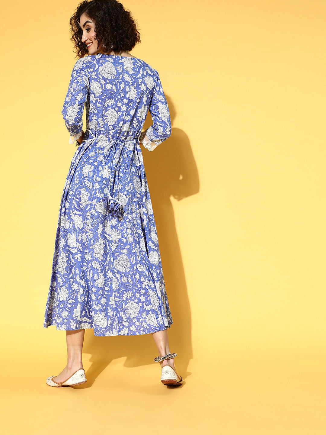 Yufta Blue Floral Ethnic Dress | Grocsy