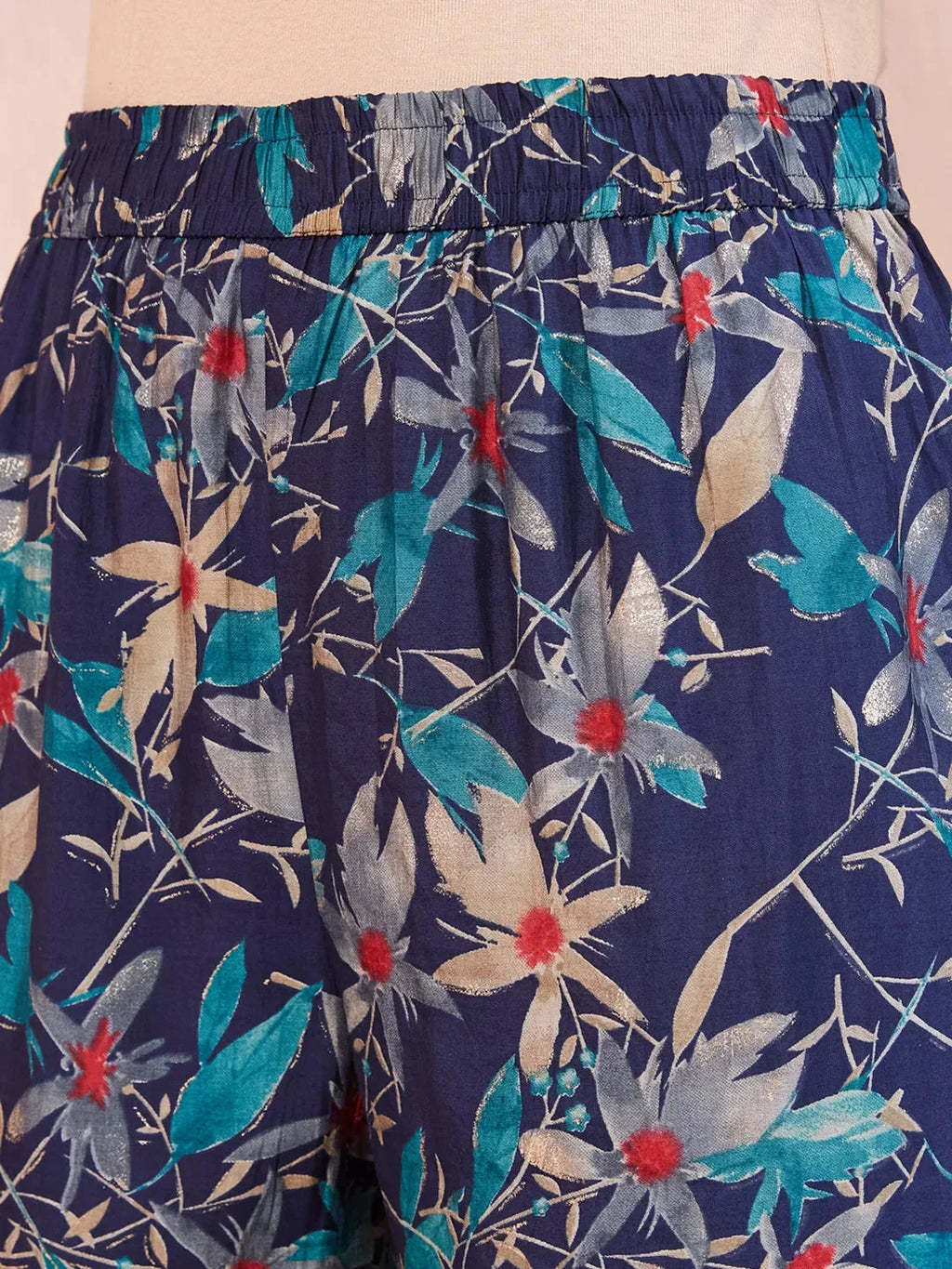 Yufta Blue Floral Print Sequins_Work Straight Kurta Trouser And Dupatta Set | Grocsy