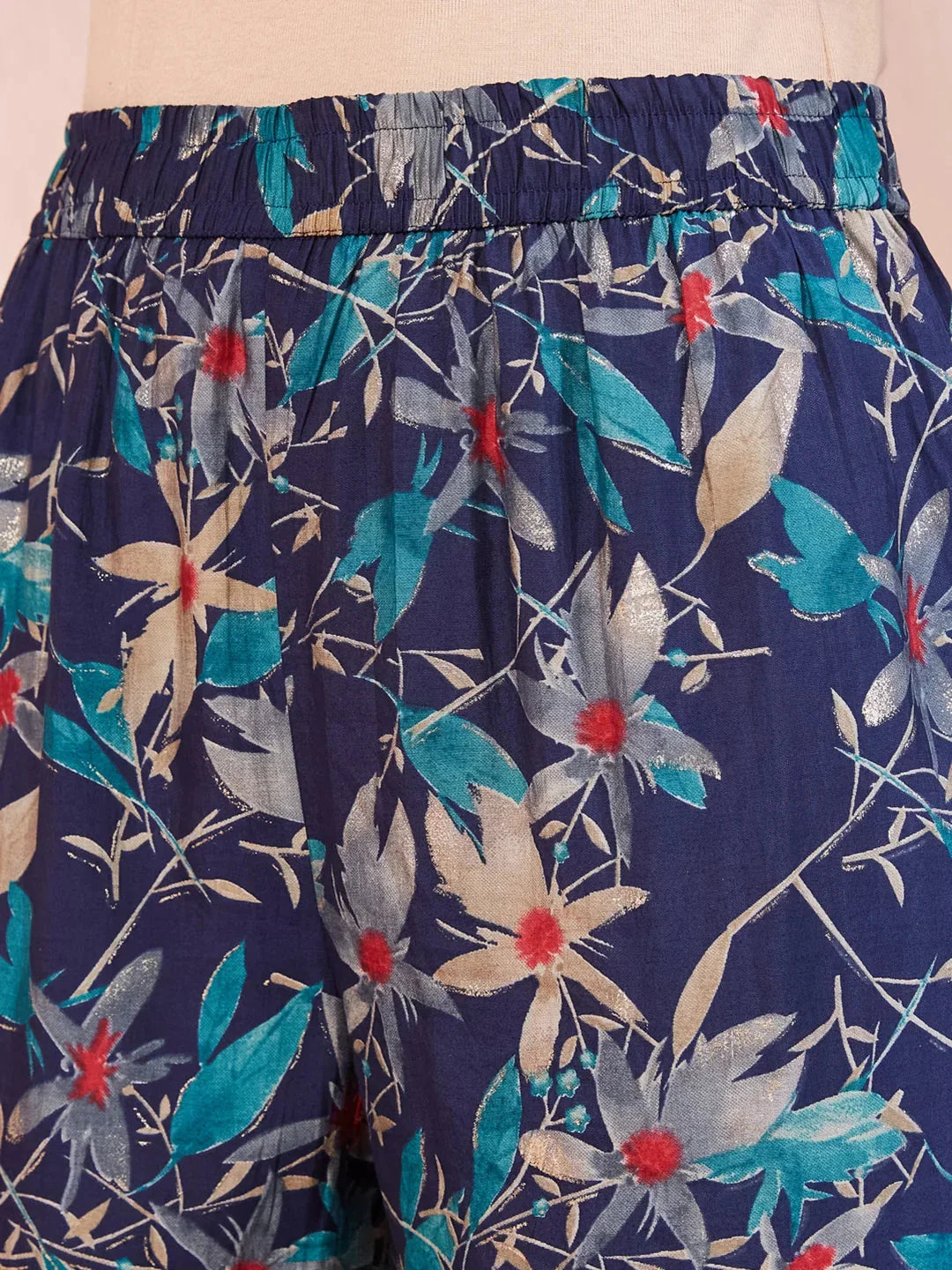 Yufta Blue Floral Print Sequins_Work Straight Kurta Trouser And Dupatta Set | Grocsy