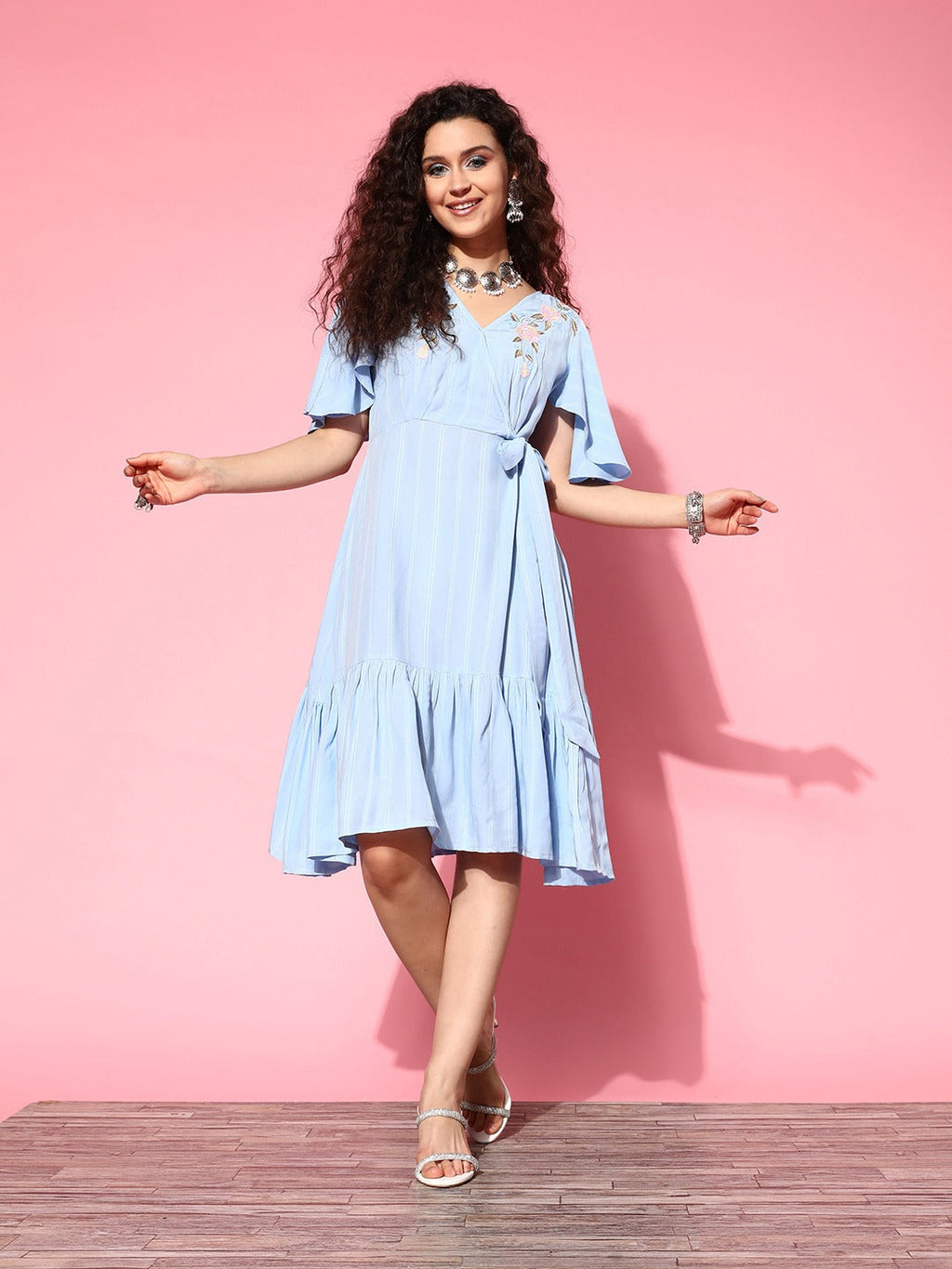Yufta Blue Floral Tiered Dress | Grocsy