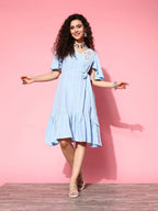 Yufta Blue Floral Tiered Dress | Grocsy