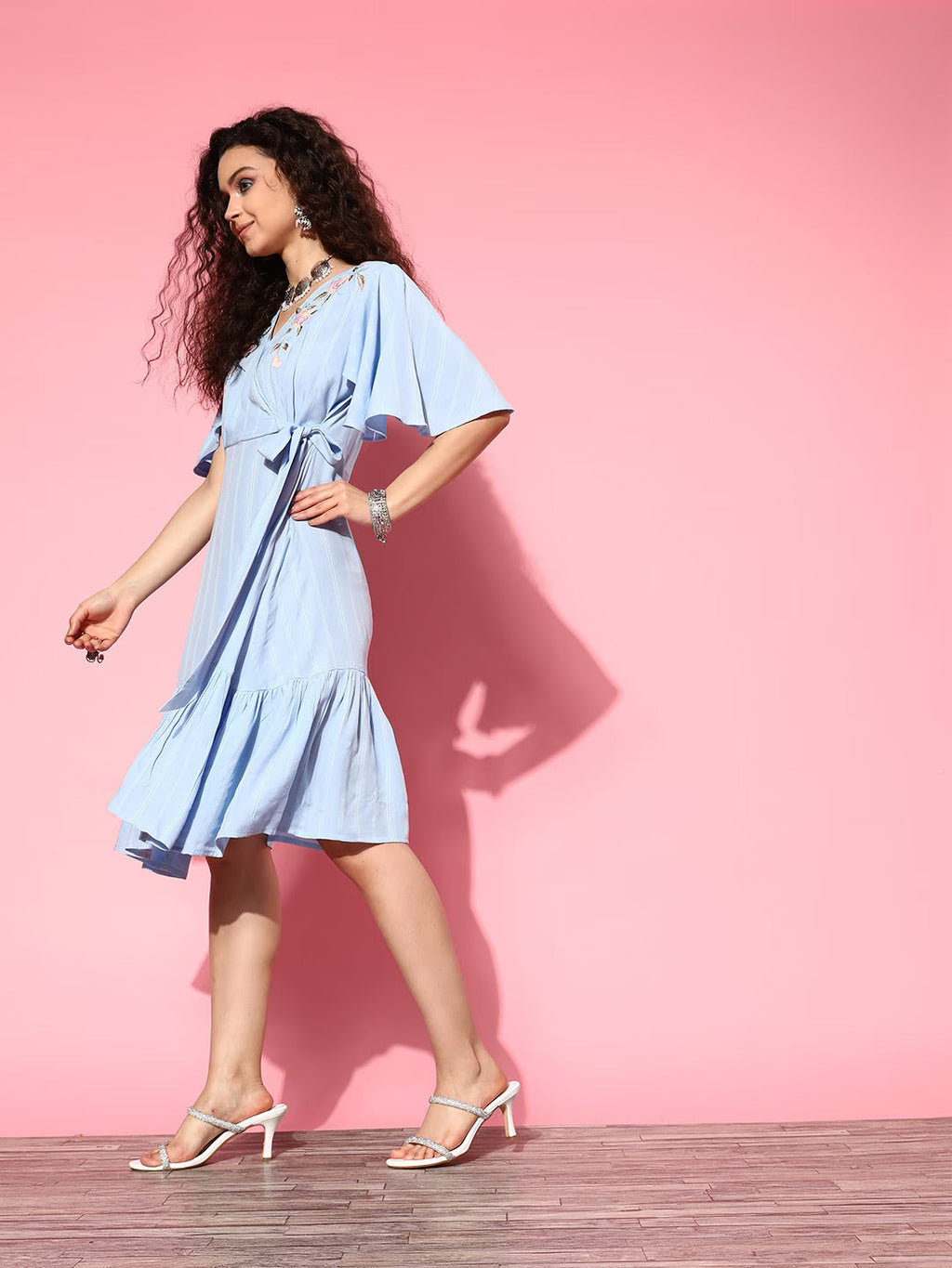 Yufta Blue Floral Tiered Dress | Grocsy