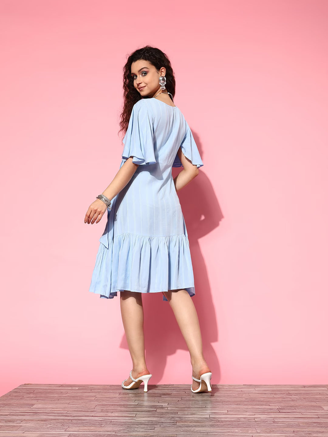 Yufta Blue Floral Tiered Dress | Grocsy