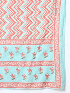 Yufta Blue Floral,Sequins_Work Straight Kurta Trouser And Dupatta Set | Grocsy