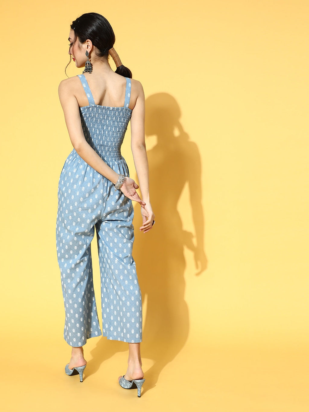 Yufta Blue Printed Jumpsuit | Grocsy
