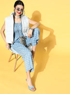 Yufta Blue Printed Jumpsuit | Grocsy