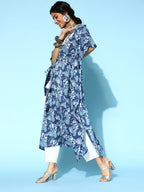 Yufta Blue Printed Kaftan Kurta | Grocsy