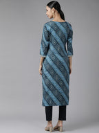 Yufta Blue Printed Kurta | Grocsy
