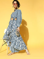 Yufta Blue & White Printed Co-ord Set | Grocsy