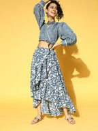 Yufta Blue & White Printed Co-ord Set | Grocsy