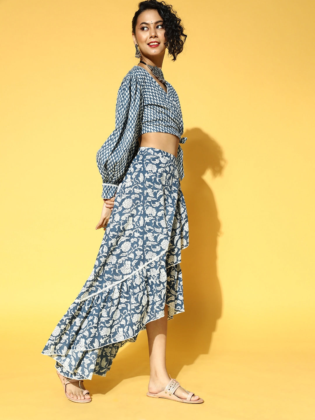 Yufta Blue & White Printed Co-ord Set | Grocsy