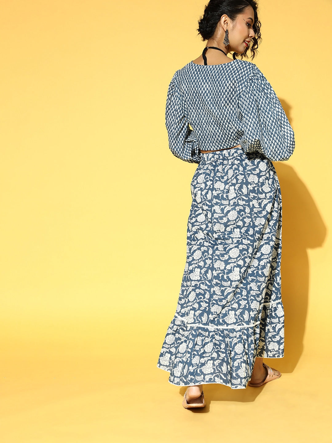 Yufta Blue & White Printed Co-ord Set | Grocsy