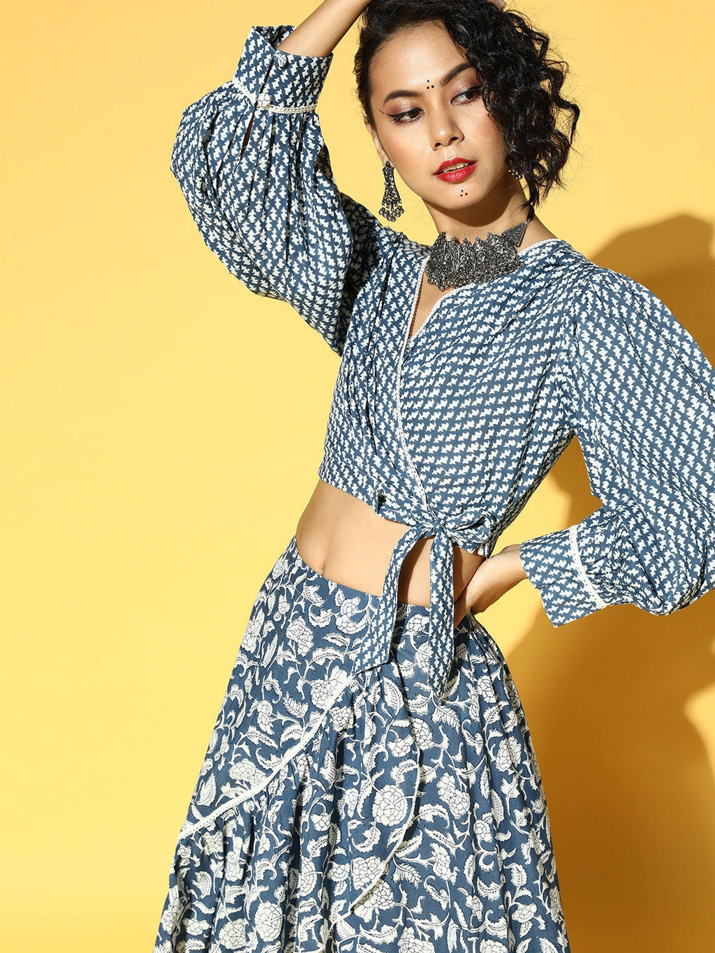 Yufta Blue & White Printed Co-ord Set | Grocsy
