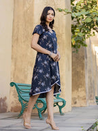 Yufta Blue Wrap Dress | Grocsy