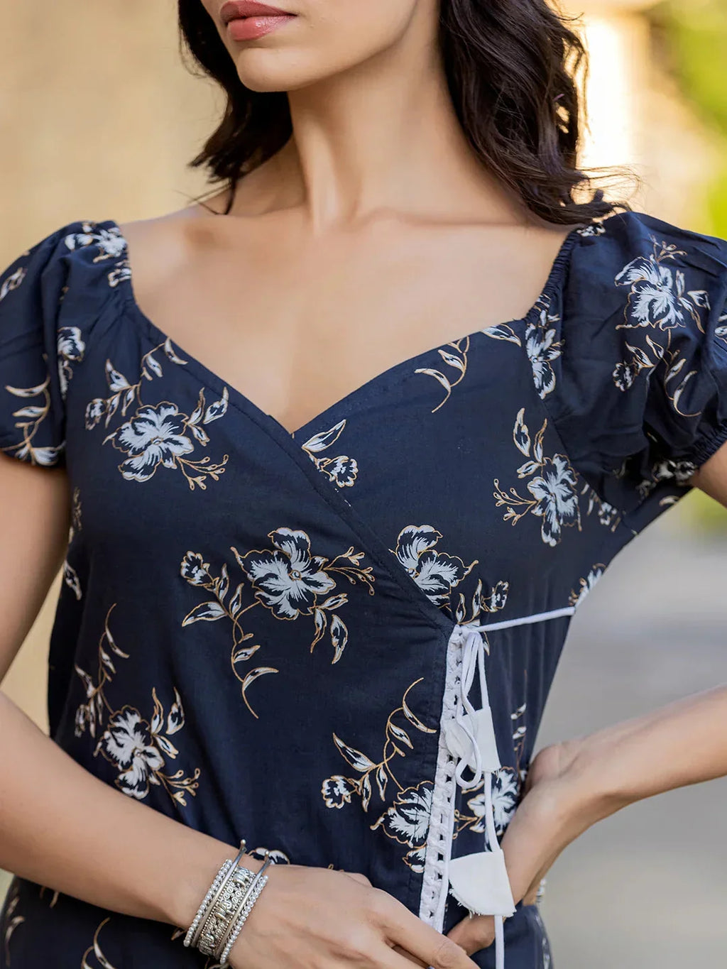Yufta Blue Wrap Dress | Grocsy