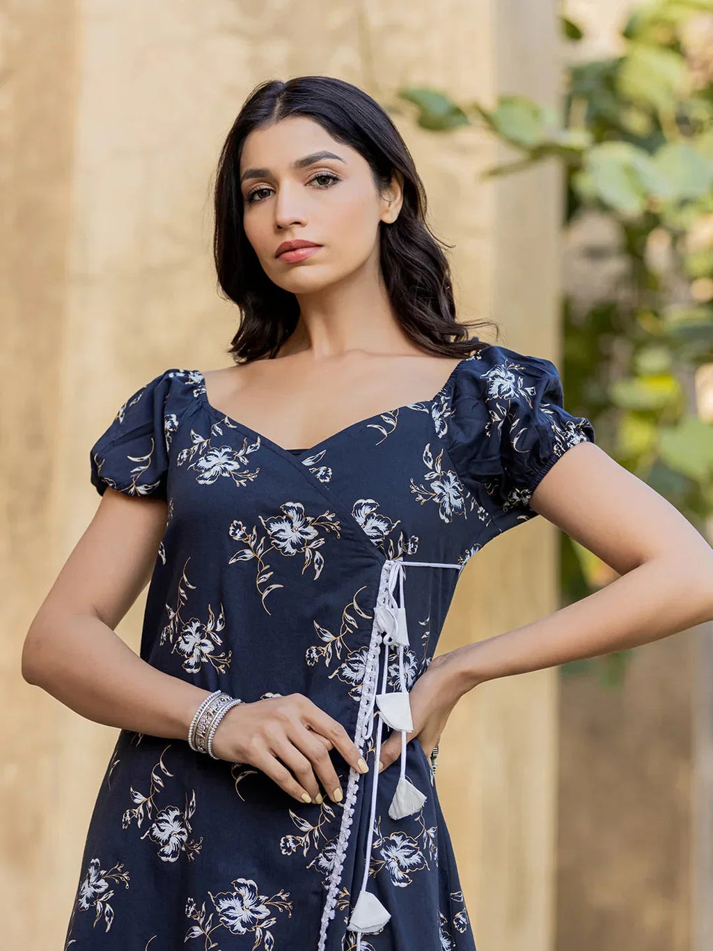 Yufta Blue Wrap Dress | Grocsy