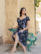 Yufta Blue Wrap Dress | Grocsy