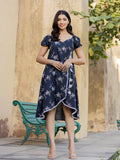 Yufta Blue Wrap Dress | Grocsy