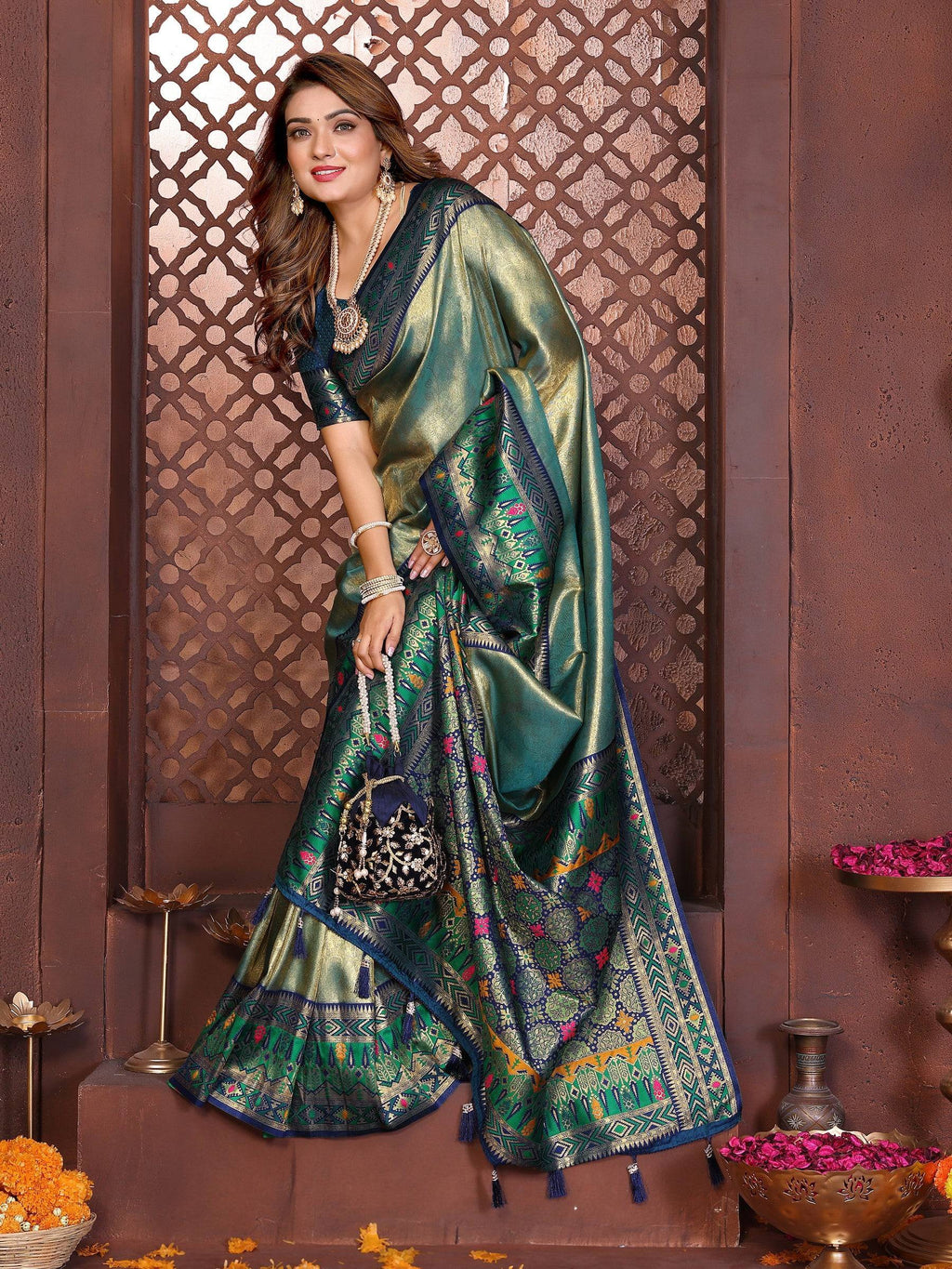 Anaita Banarasi Tissue Silk Saree | Grocsy