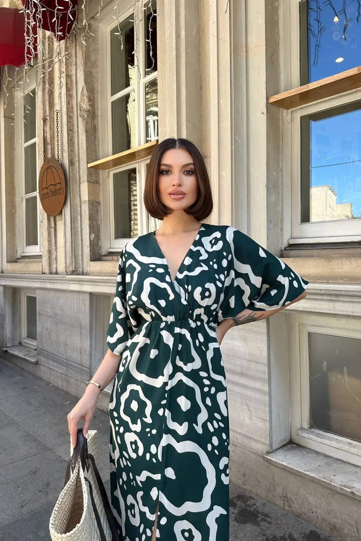 Pimu Front Slit Midi Dresses V-neck Designs For Women Party Wear - Teal Blue | Grocsy