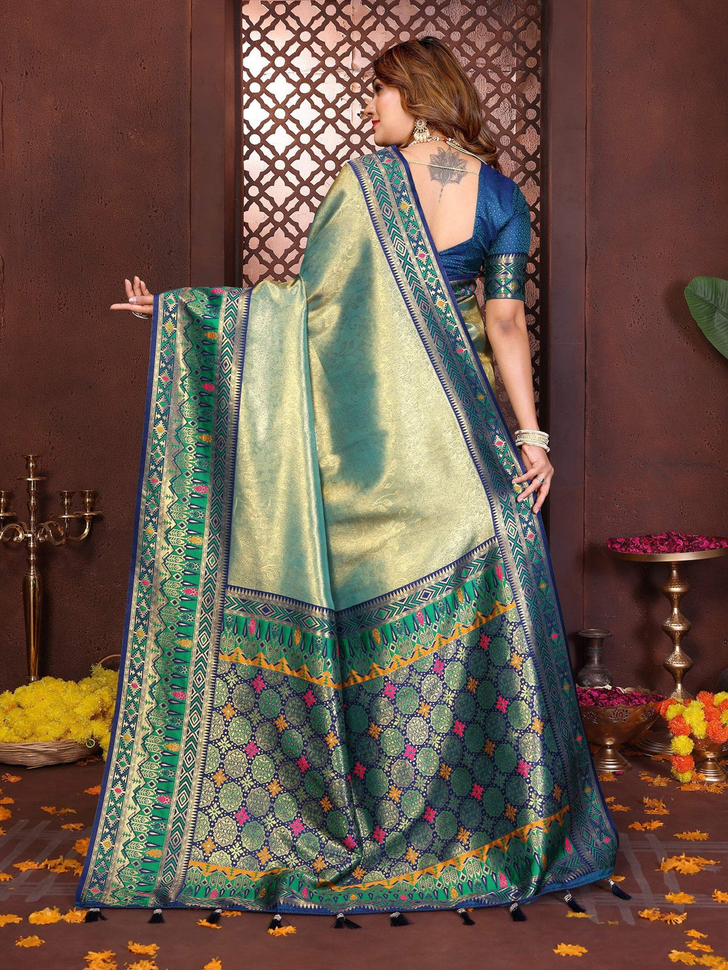 Anaita Banarasi Tissue Silk Saree | Grocsy